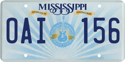MS license plate OAI156