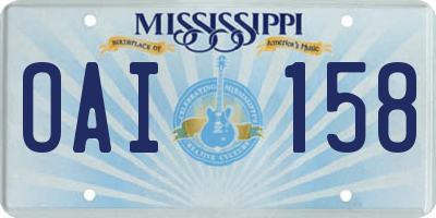MS license plate OAI158