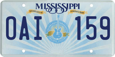 MS license plate OAI159