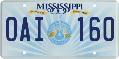 MS license plate OAI160