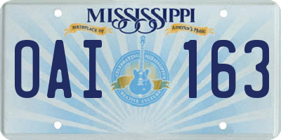 MS license plate OAI163