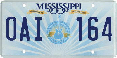 MS license plate OAI164