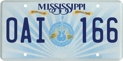 MS license plate OAI166