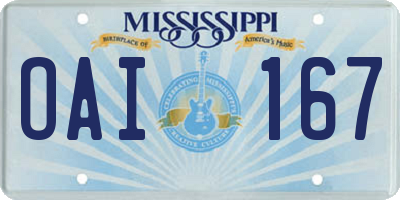 MS license plate OAI167