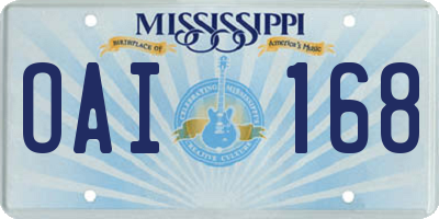 MS license plate OAI168