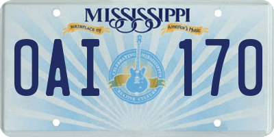 MS license plate OAI170