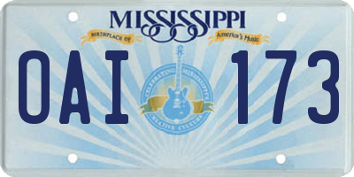MS license plate OAI173