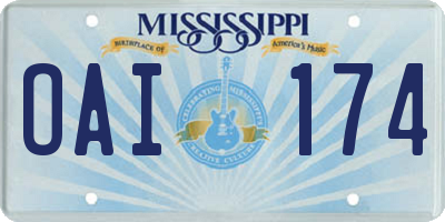 MS license plate OAI174