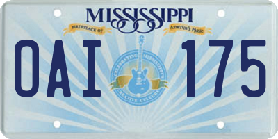 MS license plate OAI175