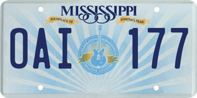 MS license plate OAI177