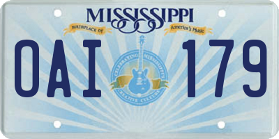 MS license plate OAI179