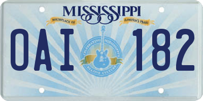 MS license plate OAI182
