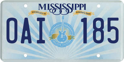 MS license plate OAI185