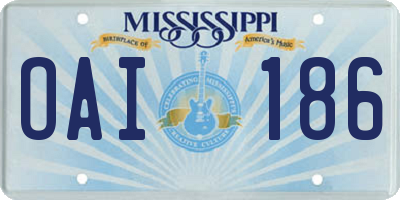 MS license plate OAI186