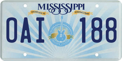 MS license plate OAI188
