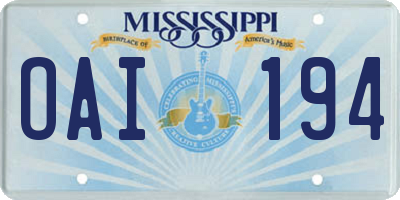 MS license plate OAI194