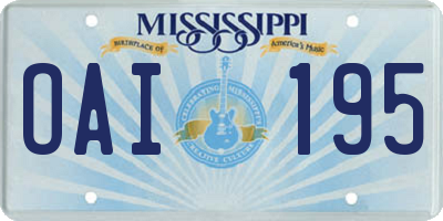 MS license plate OAI195