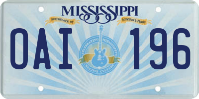 MS license plate OAI196