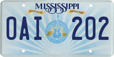 MS license plate OAI202