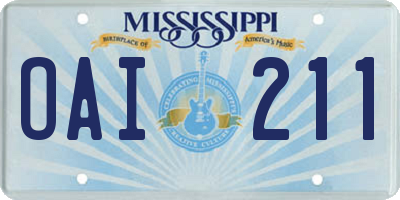MS license plate OAI211