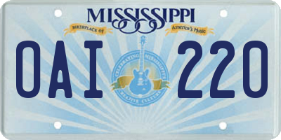 MS license plate OAI220
