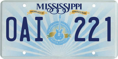 MS license plate OAI221