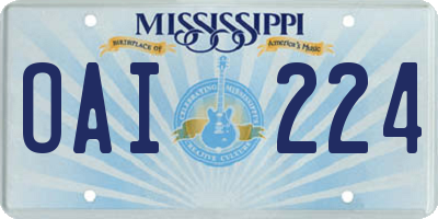 MS license plate OAI224