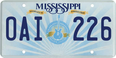 MS license plate OAI226
