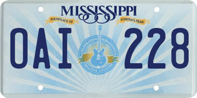 MS license plate OAI228