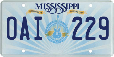 MS license plate OAI229