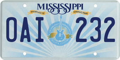 MS license plate OAI232