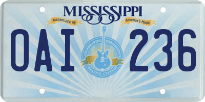 MS license plate OAI236