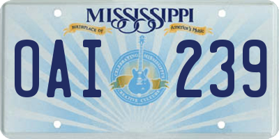 MS license plate OAI239