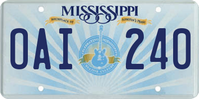 MS license plate OAI240
