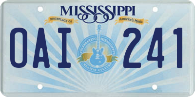 MS license plate OAI241