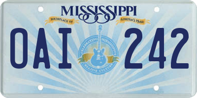 MS license plate OAI242