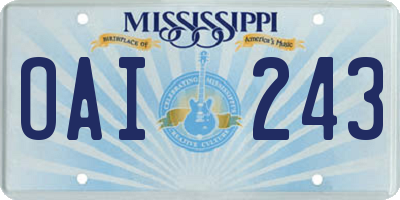 MS license plate OAI243