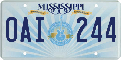 MS license plate OAI244