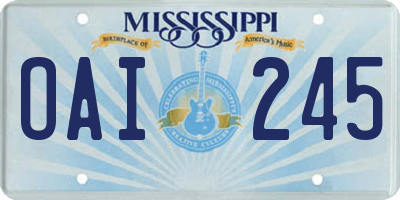 MS license plate OAI245