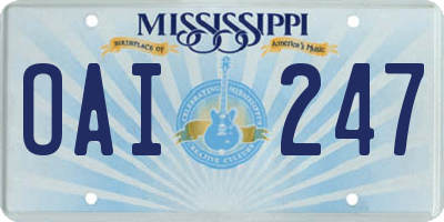 MS license plate OAI247