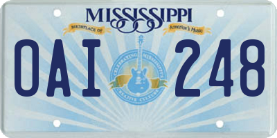 MS license plate OAI248