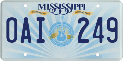 MS license plate OAI249