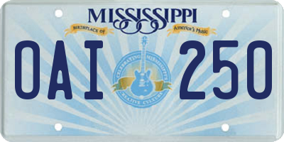 MS license plate OAI250
