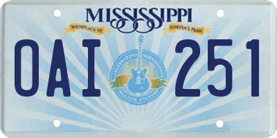 MS license plate OAI251