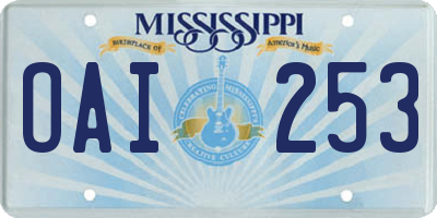 MS license plate OAI253