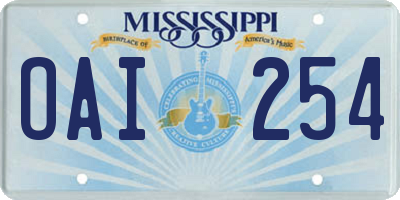 MS license plate OAI254