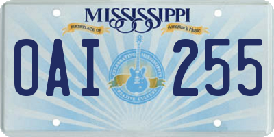 MS license plate OAI255
