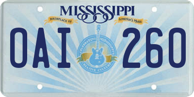 MS license plate OAI260