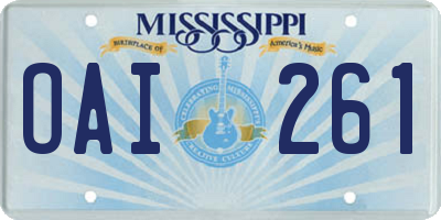 MS license plate OAI261