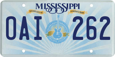 MS license plate OAI262